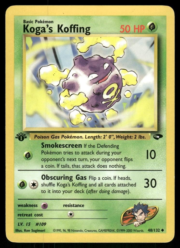 Koga's Koffing 48/132 - Gym Challenge (1st edition) (EX), Hobby en Vrije tijd, Verzamelkaartspellen | Pokémon, Gebruikt, Verzenden