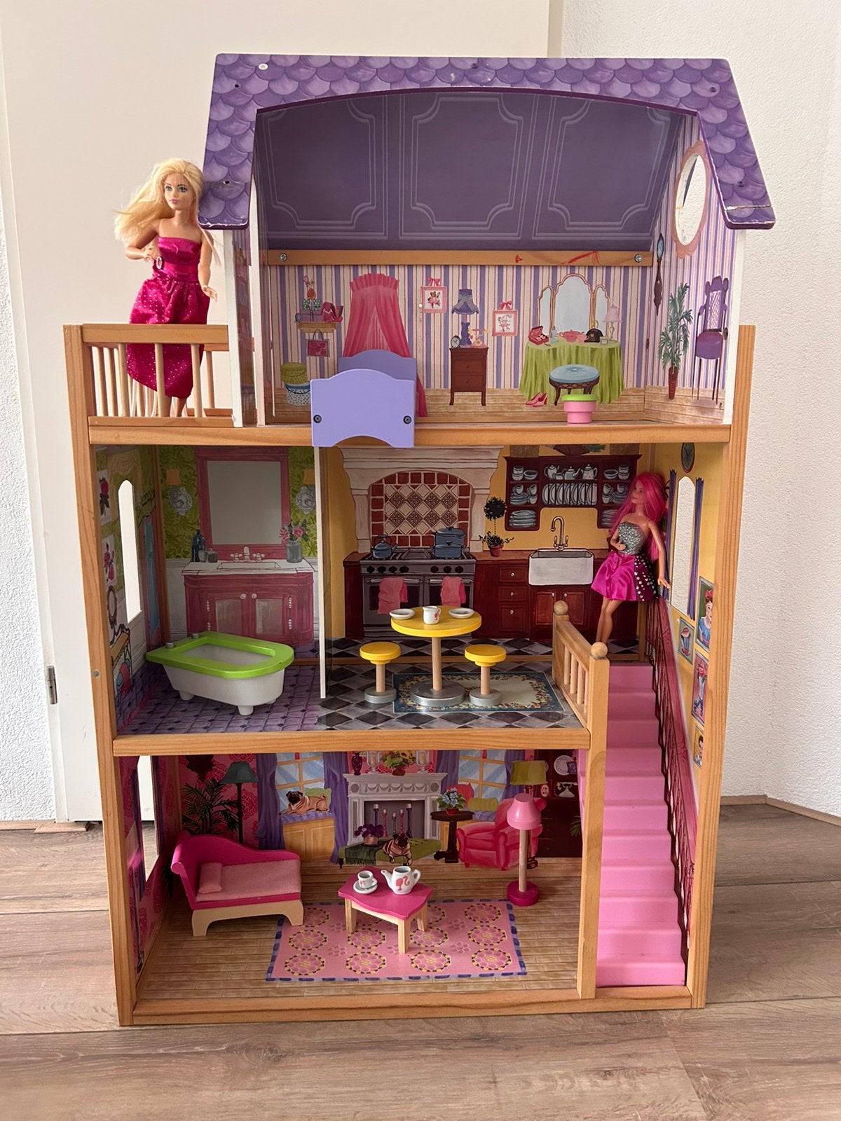 Barbiehuis met toebehoren, Kinderen en Baby's, Speelgoed | Poppen, Ophalen, Gebruikt, Overige typen