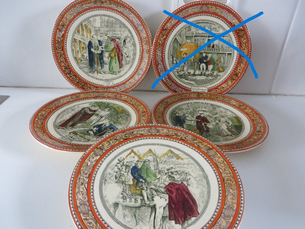 4 antieke wandborden, Shakespere, Great Britain, Ophalen of Verzenden
