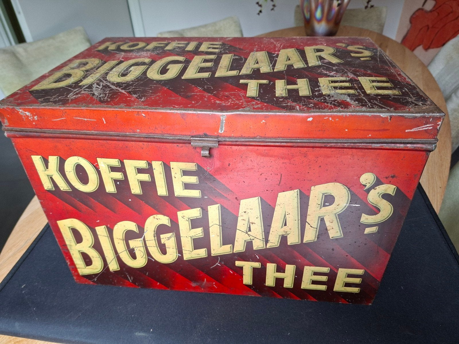 Oud Biggelaar's koffie en thee blik, Verzamelen, Blikken, Ophalen of Verzenden, Gebruikt, Koffie