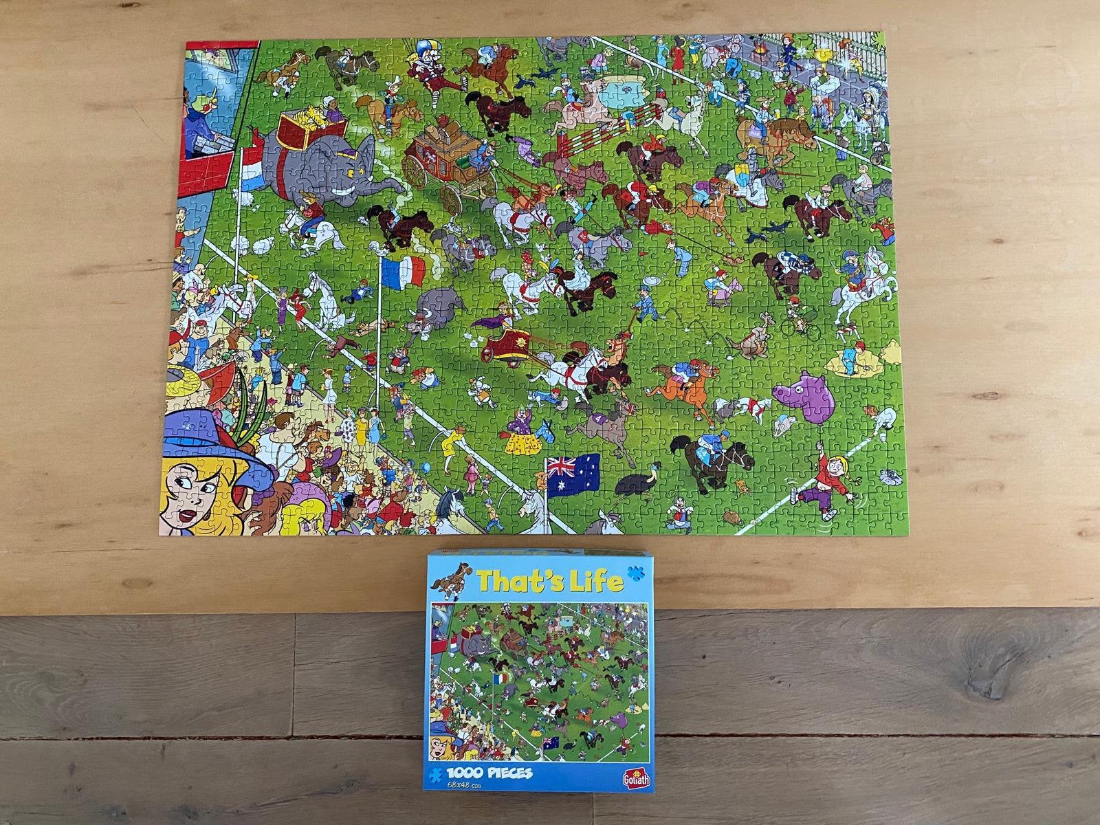 Legpuzzel that’s life Paardenrace 1000 stukjes compleet, Ophalen of Verzenden, 500 t/m 1500 stukjes, Zo goed als nieuw, Legpuzzel