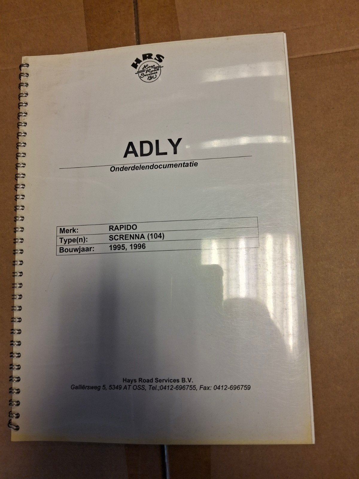 ADLY Rapido Screnna (104) Onderdelendocumentatie 1995-1996, Ophalen of Verzenden, Gelezen, Overige merken, Hays Road Services B.V.