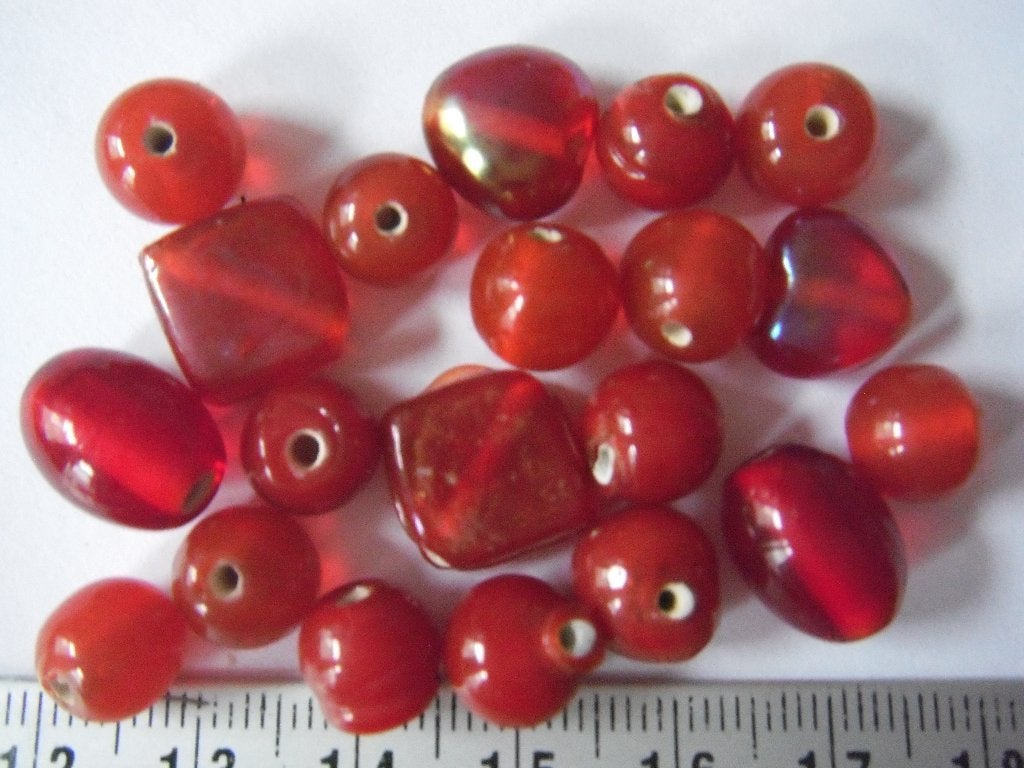 set glas kralen oranje rood, Hobby en Vrije tijd, Ophalen of Verzenden, Nieuw, Kraal