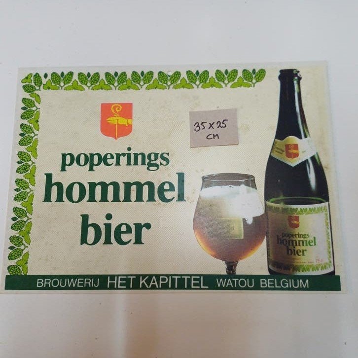 Poperingse Hommelbier reclamebord - Brouwerij Het Kap, Ophalen of Verzenden, Gebruikt, Reclamebord