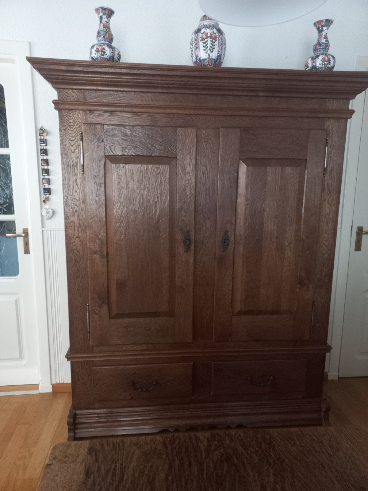 Massief Eiken Kast met Laden en Legplanken - 185x140x40cm, Ophalen