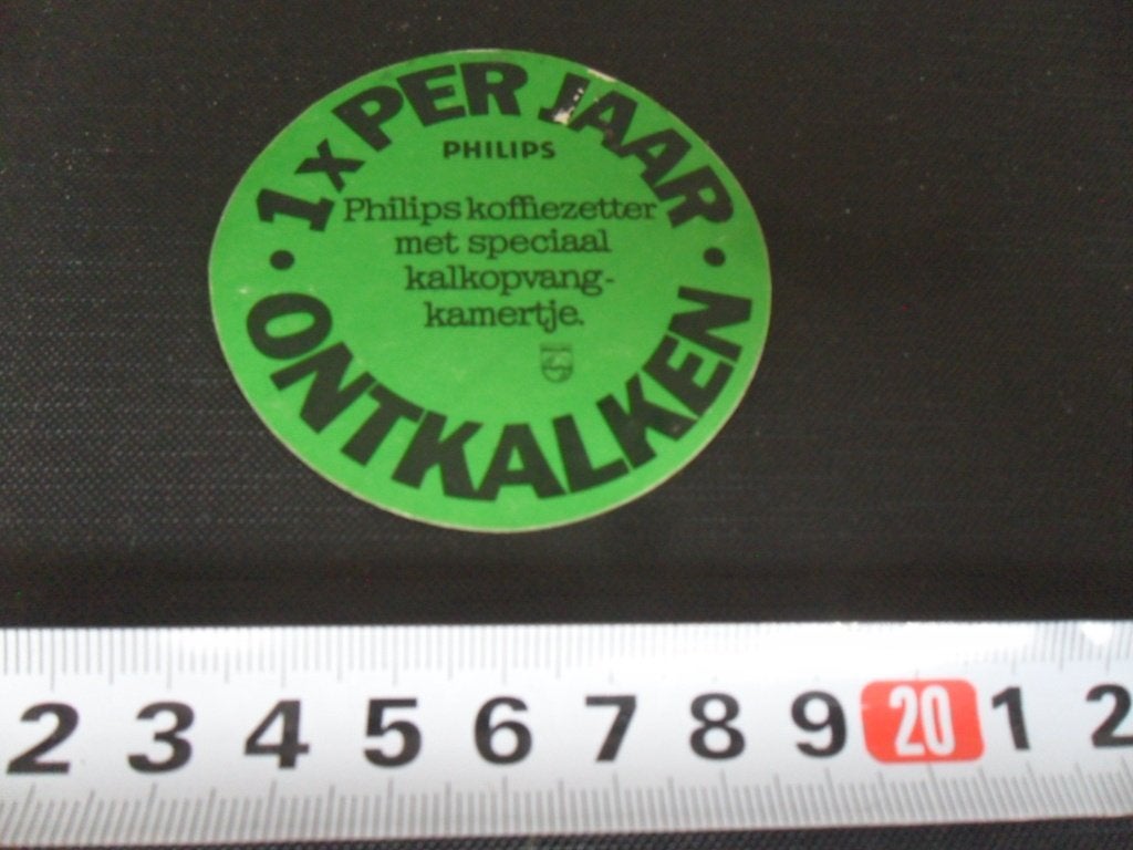 sticker 1x per jaar ontkalken philips koffiezetter, Verzamelen, Ophalen of Verzenden, Zo goed als nieuw