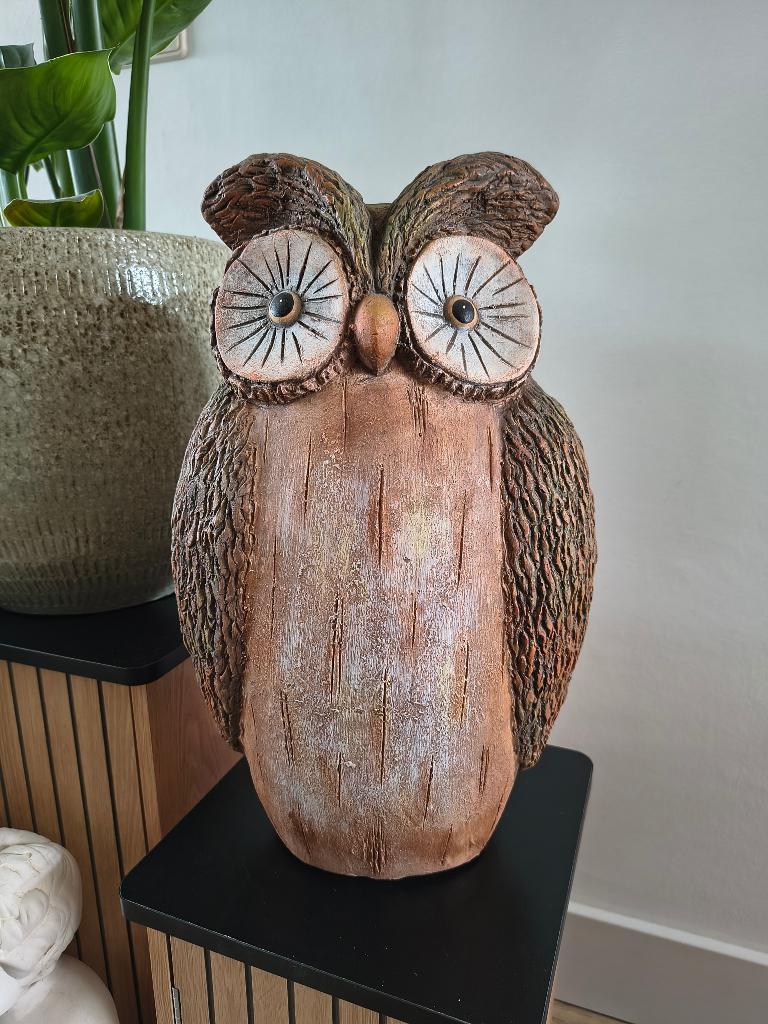 Prachtig groot beeld UIL terracotta, Ophalen, Zo goed als nieuw, Dier