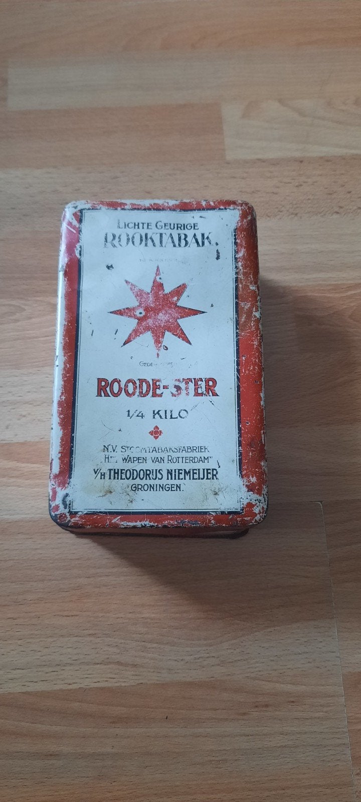 Vintage Roode Ster Tabaksblik - Theodorus Niemeyer, Verzamelen, Blikken, Ophalen of Verzenden