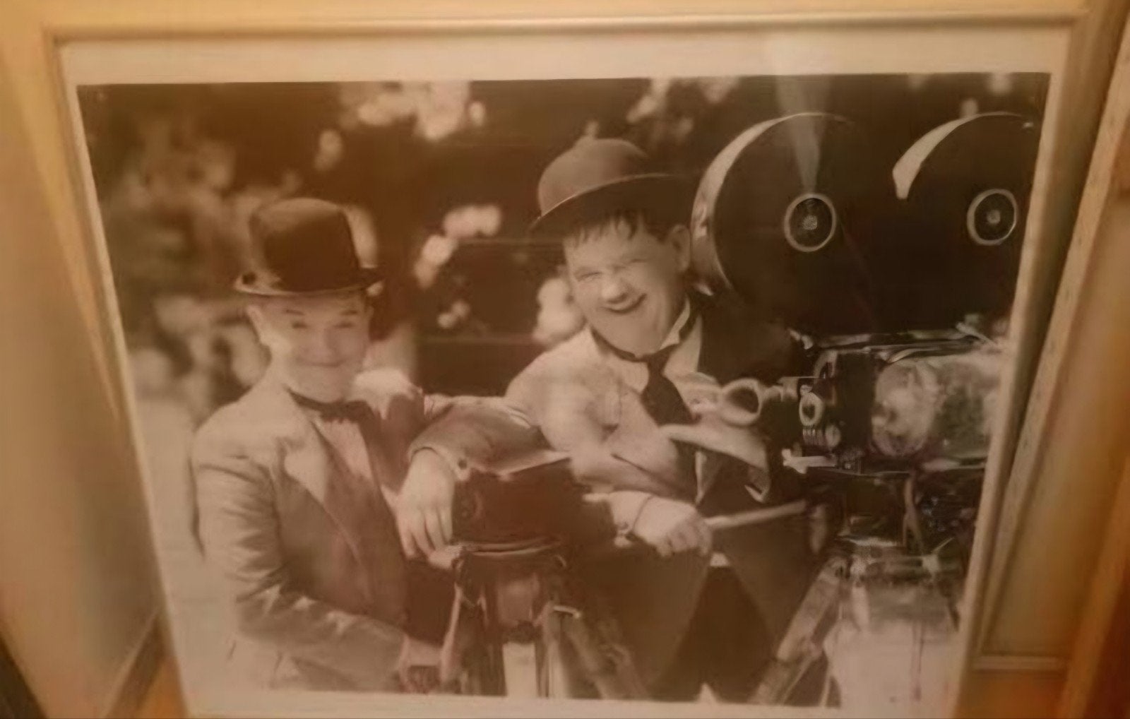 Schilderij Laurel en Hardy, Ophalen of Verzenden, Gebruikt, 50 tot 75 cm, Schilderij