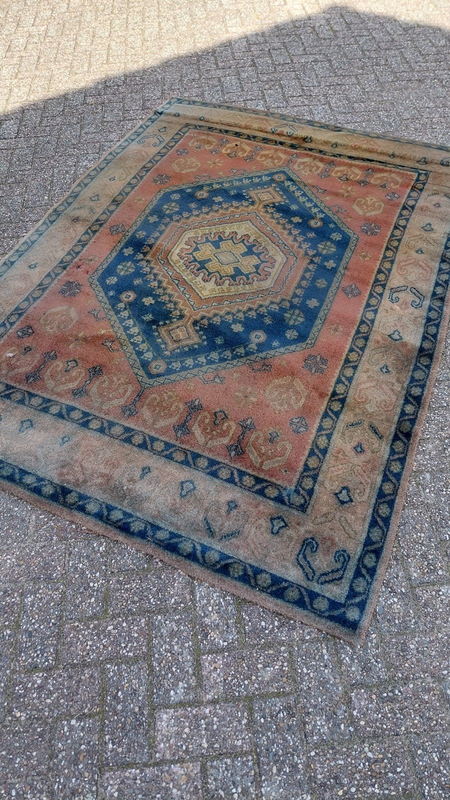 Vintage vloerkleed 170x230 cm - Blauw/Rood, Gebruikt, Blauw, 150 tot 200 cm, Vintage