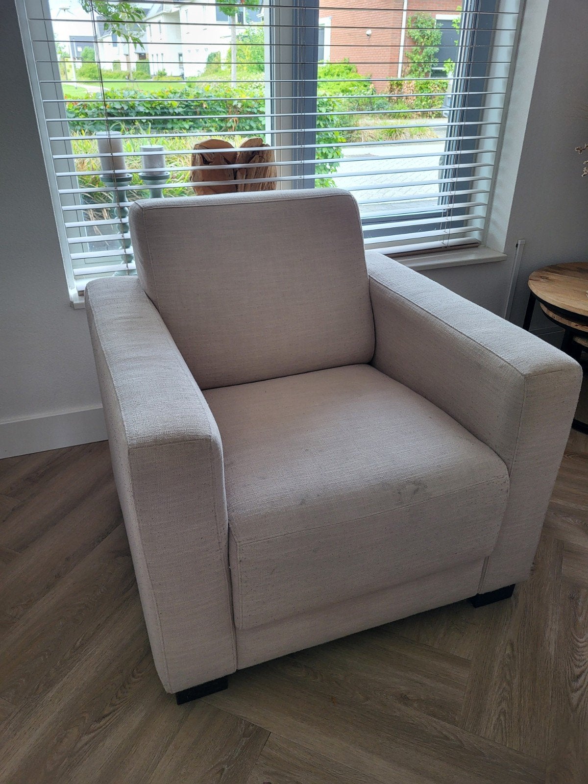 Fauteuil beige, Huis en Inrichting, Ophalen, Gebruikt, 75 tot 100 cm, 75 tot 100 cm