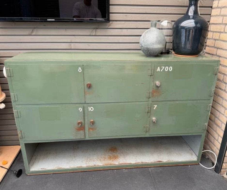 Metalen vintage PTT locker/ dressoir/ opbergkast industrieel, Ophalen
