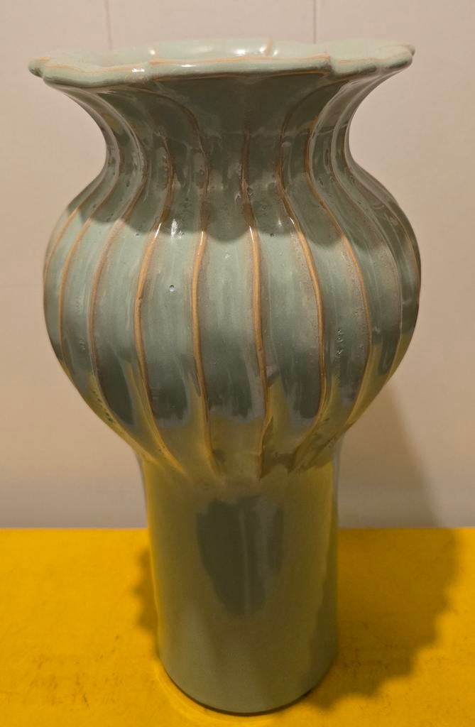 Landelijk/ brocante  groene vaas, Ophalen of Verzenden