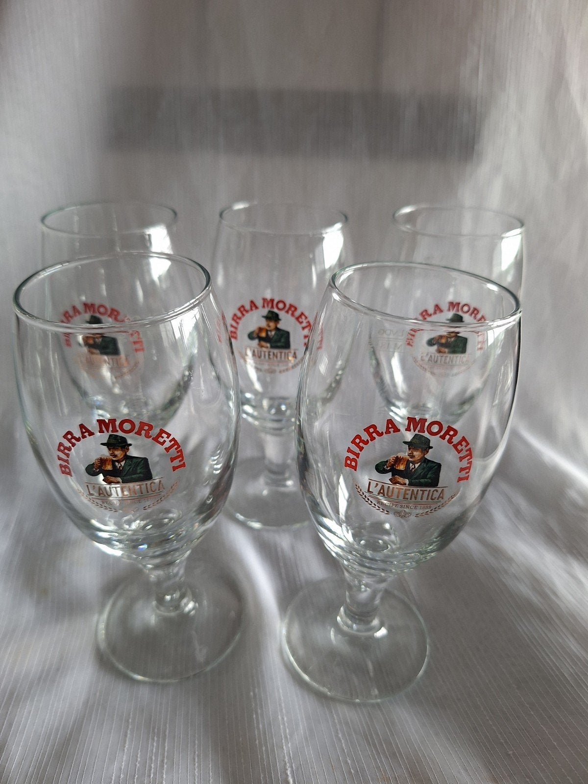 BIRRA L'AUTENTICA  glazen 5 stuks, Ophalen of Verzenden, Zo goed als nieuw, Bierglas