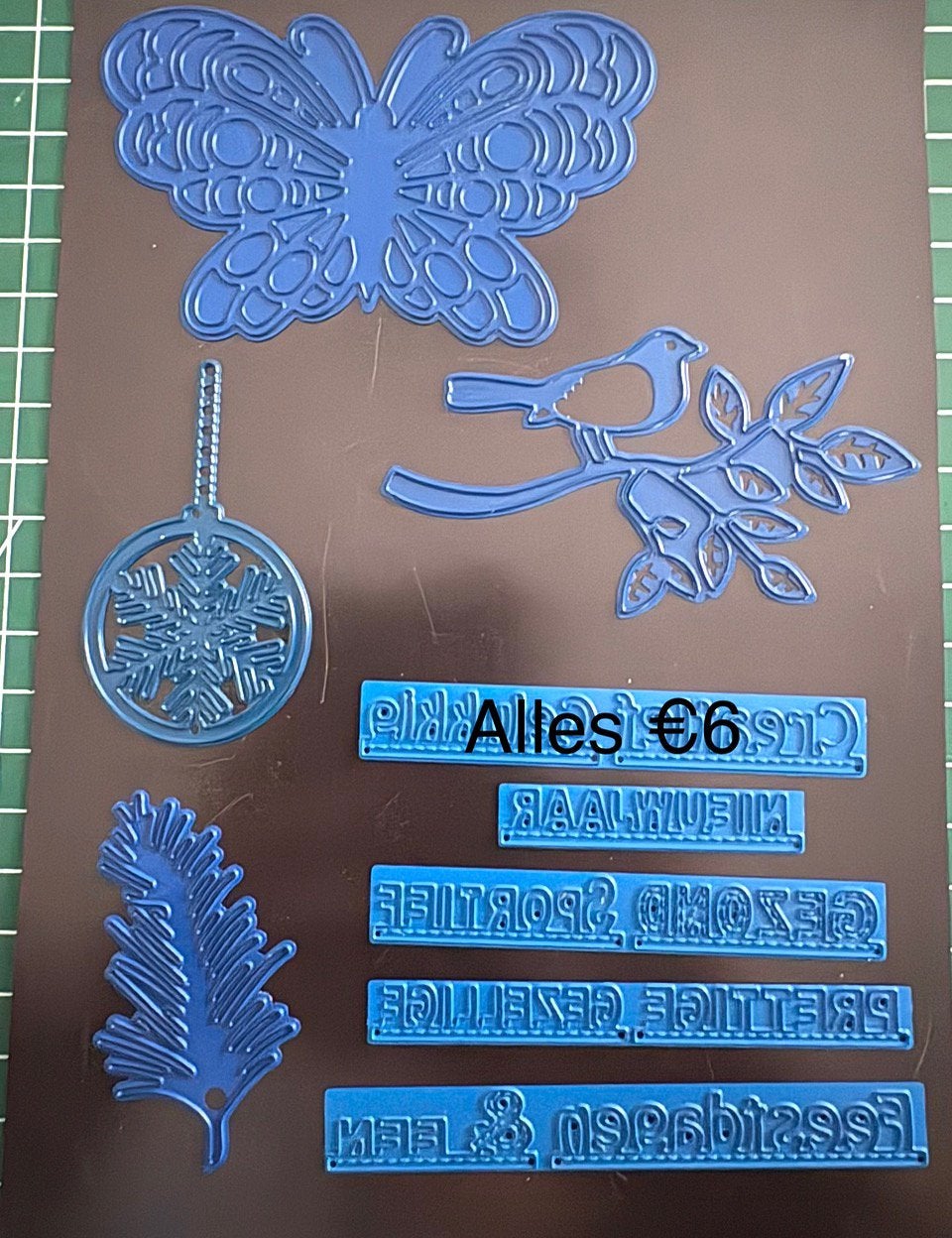 Stansmallen Set - Vlinder, Vogel, Kerst tekst, Hobby en Vrije tijd, Ophalen of Verzenden, Zo goed als nieuw, Overige thema's, Overige typen