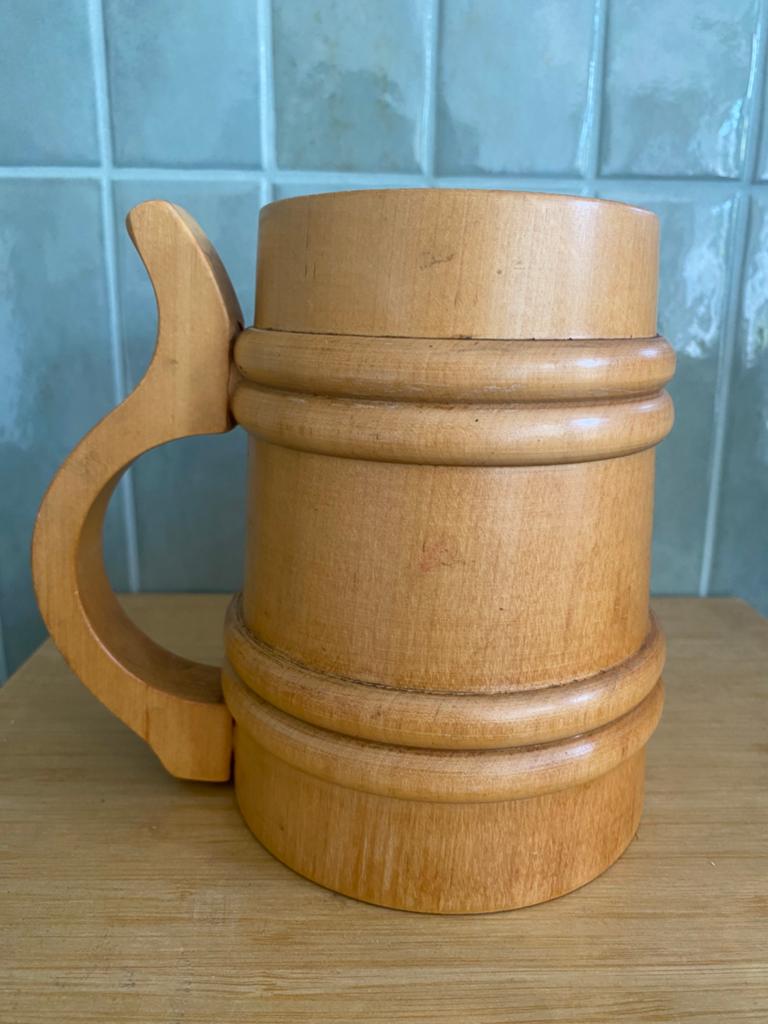 Vintage houten bierpul (of sierbeker) van Sandbergs, Zweden, Ophalen of Verzenden