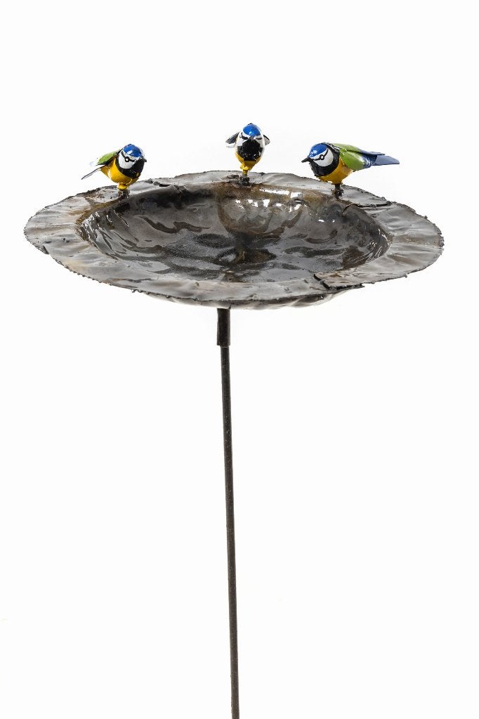 VOGELSCHAAL MEESJES OP STEKER - HAND MADE - STREET ART, Ophalen of Verzenden, Nieuw