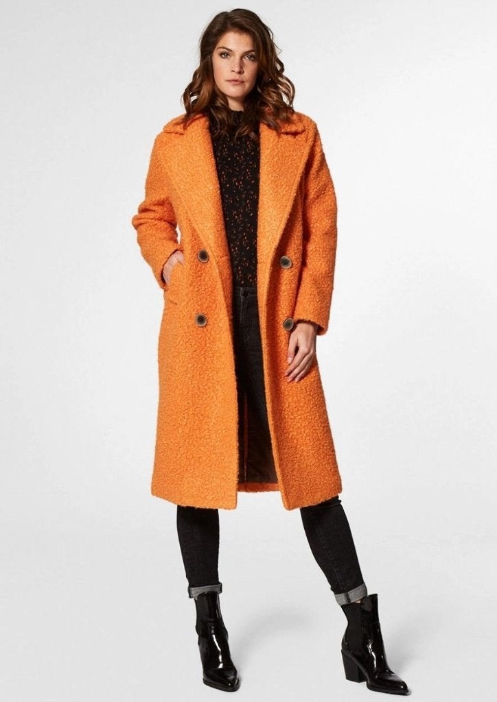 Circle Of Trust Oranje Bouclé Winterjas Maat L, Maat 38/40 (M), Oranje, Ophalen of Verzenden, Zo goed als nieuw