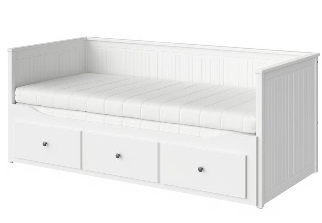 IKEA Hemnes Bedbank - Wit, uitschuifbaar met opberglades, Ophalen, Wit, Tweepersoons, 80 cm