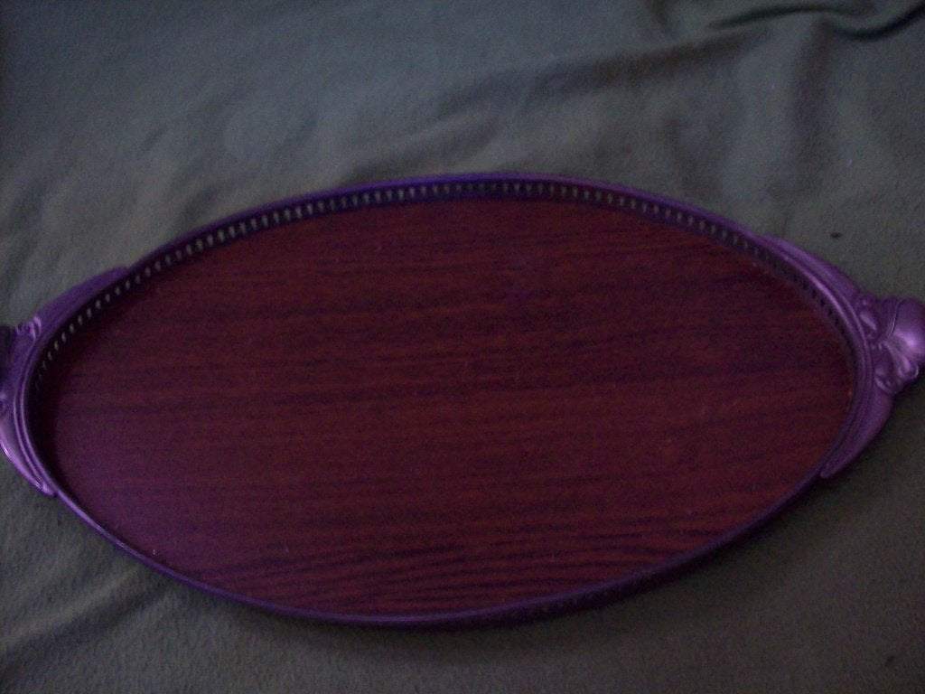 Ovale Dienblad  Tin en houten bodem, Antiek en Kunst, Ophalen of Verzenden