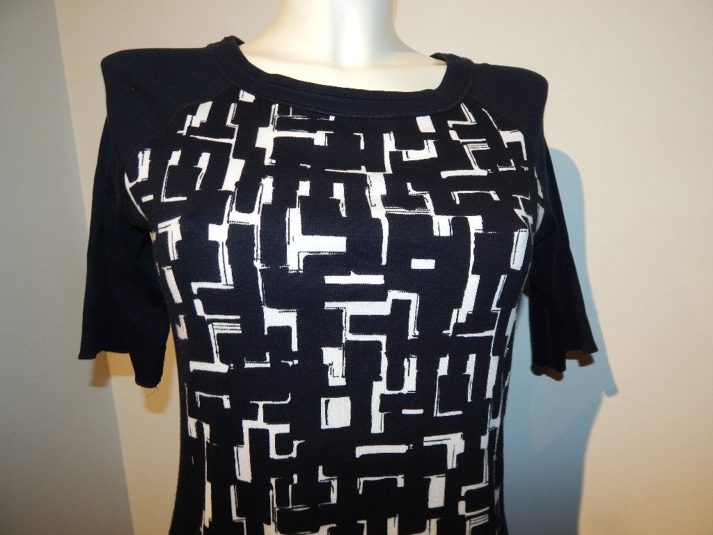 Marccain leuk tuniek zwart wit print abstract voorkant N5/42, Maat 42/44 (L), Zo goed als nieuw, Marccain, Meerkleurig