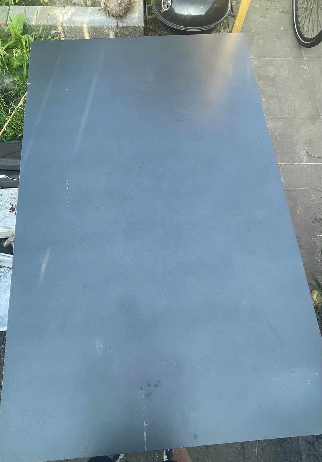 Grote rechthoekige tuintafel, grijs, metaal, Ophalen, Gebruikt, Rechthoekig, Metaal