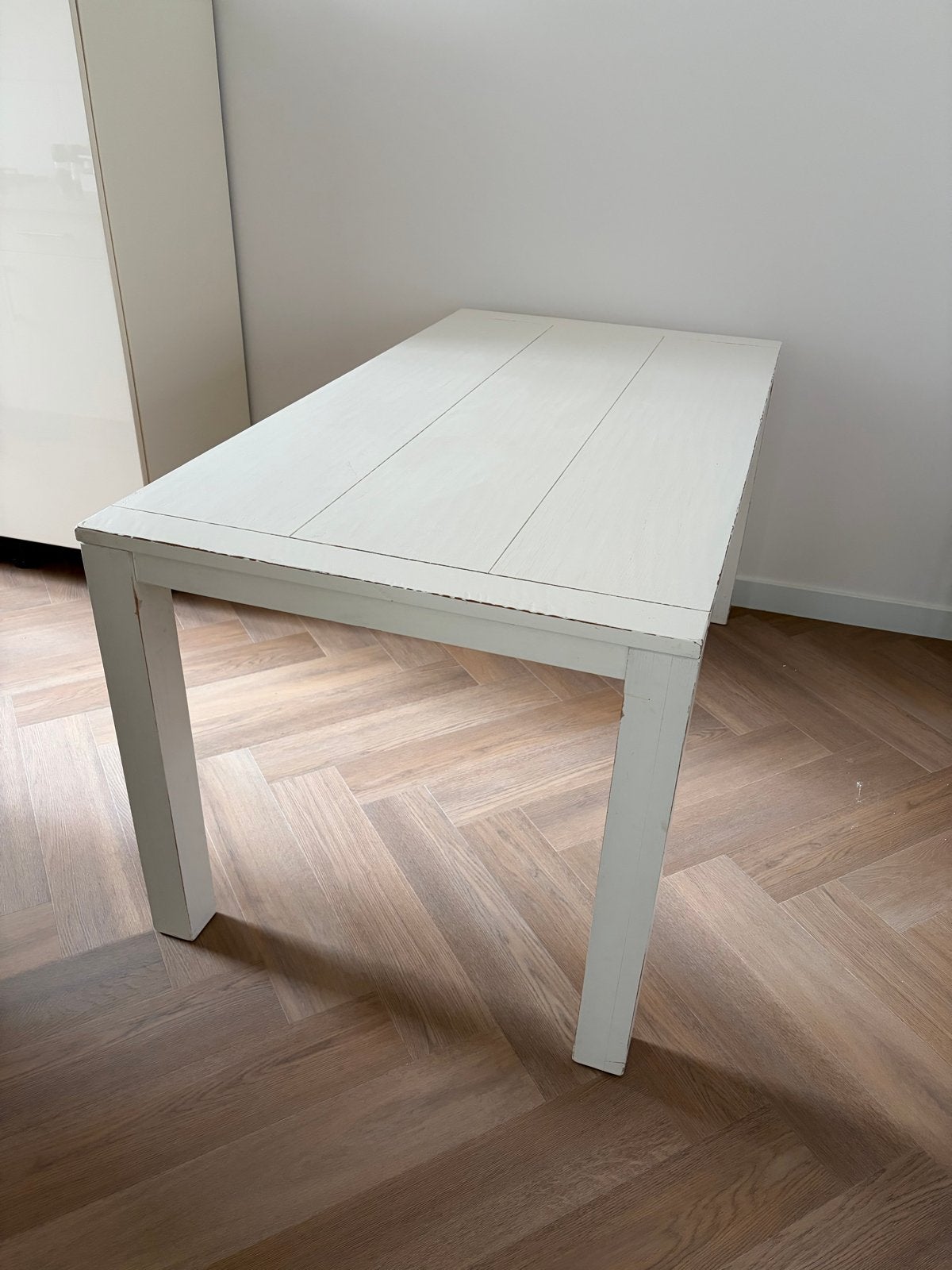 Witte eettafel - 160x85 cm, Ophalen, Gebruikt, 50 tot 100 cm, 150 tot 200 cm
