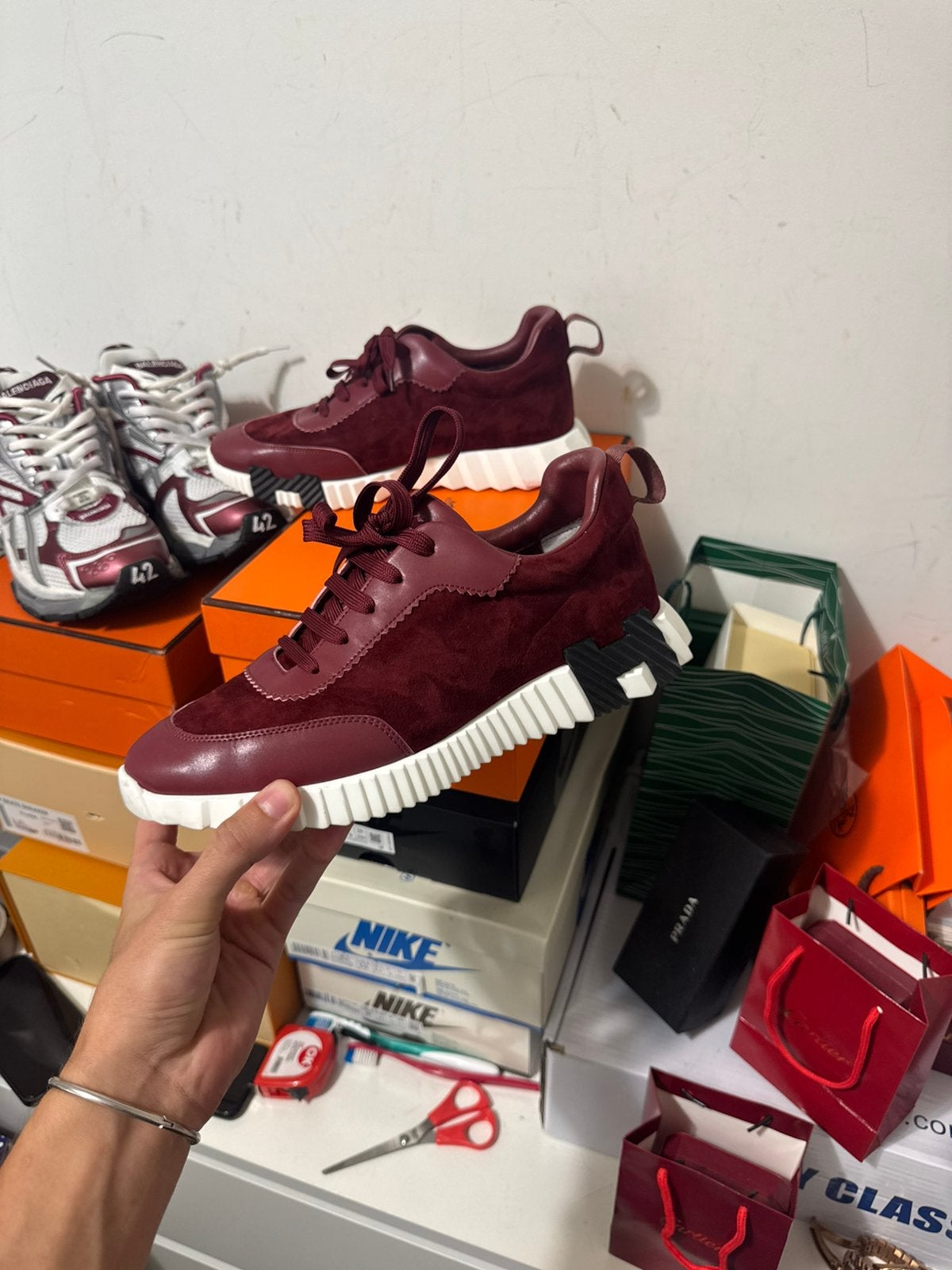 Hermes Bouncing Sneaker Bordeaux, Ophalen of Verzenden, Nieuw