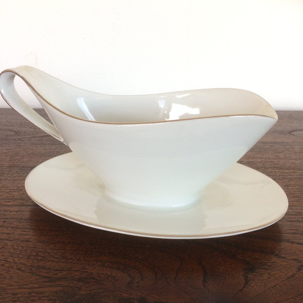 Sauskom / wit met zilver rand, Antiek en Kunst, Antiek | Servies los, Ophalen of Verzenden