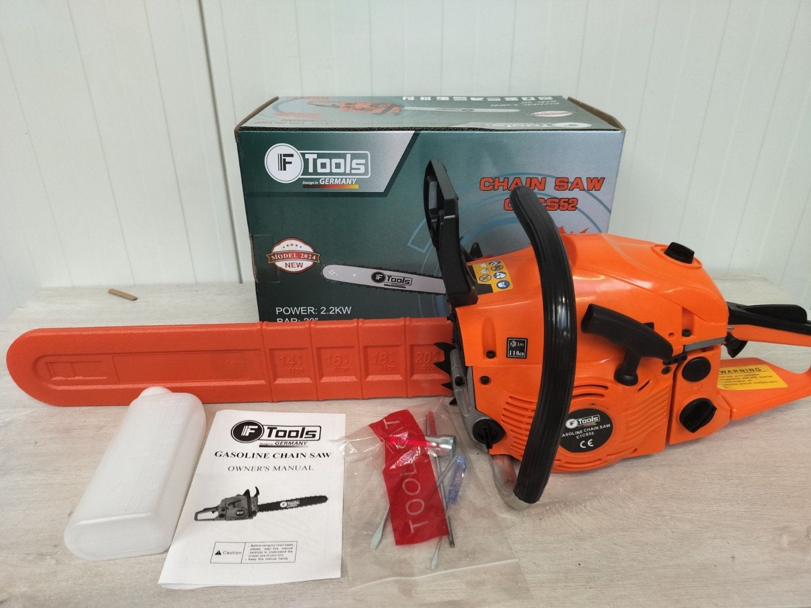 F-tools Kettingzaag 2-takt 52cc 50 CM, nieuw in doos, Ophalen of Verzenden, Nieuw