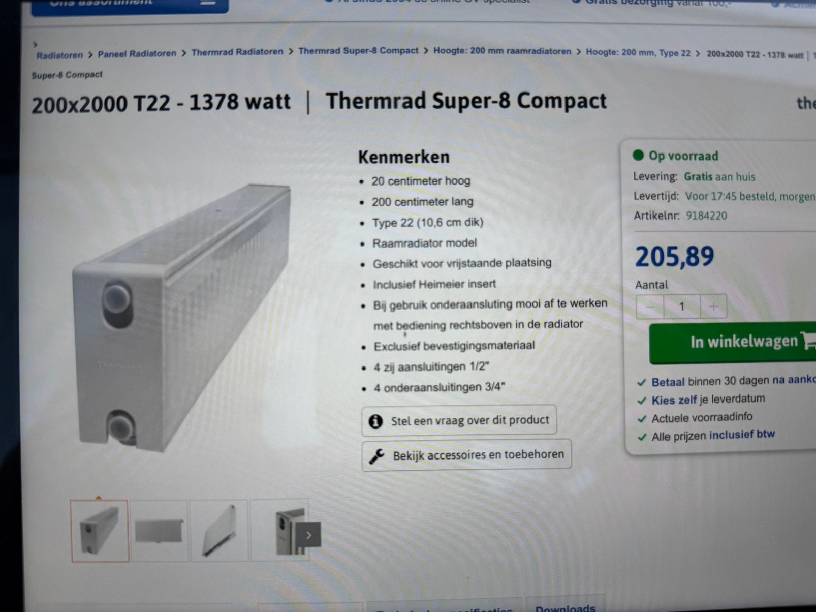 Thermrad Radiator nieuw zie omschrijving thermrad serie 8, Ophalen of Verzenden, Nieuw, Radiator, 30 tot 80 cm