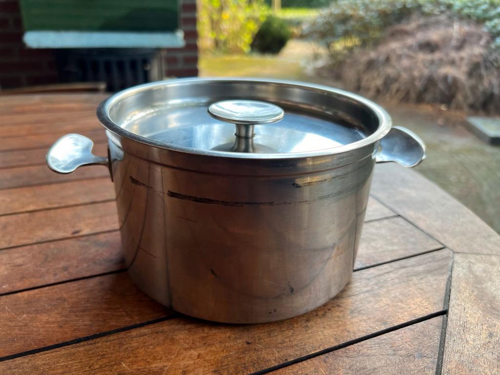 t.k.Gero Zilmeta RVS kookpan 1,5L Dick Simonis 1958, Ophalen, Gebruikt, Rvs, Kookpan of Snelkookpan