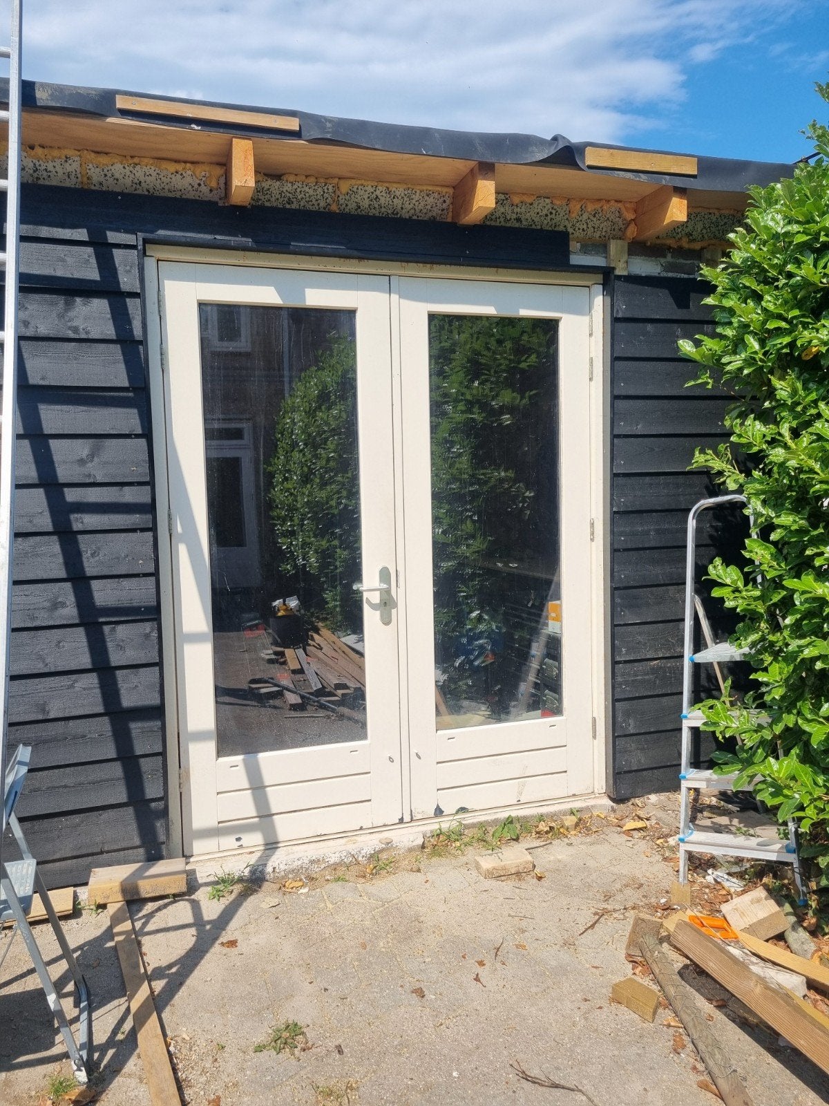 Openslaande hardhouten deuren / tuindeuren, Ophalen, Gebruikt