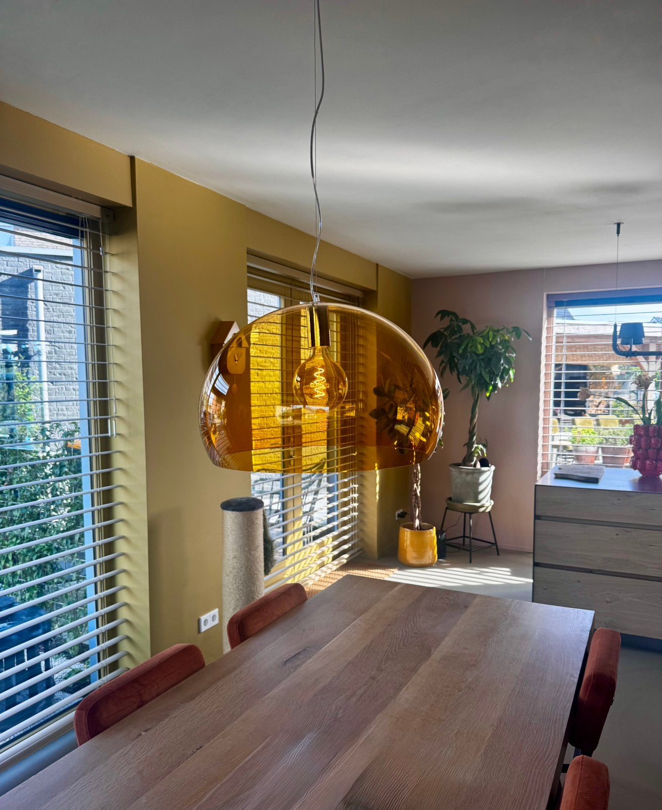 Kartell FL/Y Hanglamp Ø 52 cm - Amberkleurig Design, Ophalen, Zo goed als nieuw, Kunststof, E27 (groot)