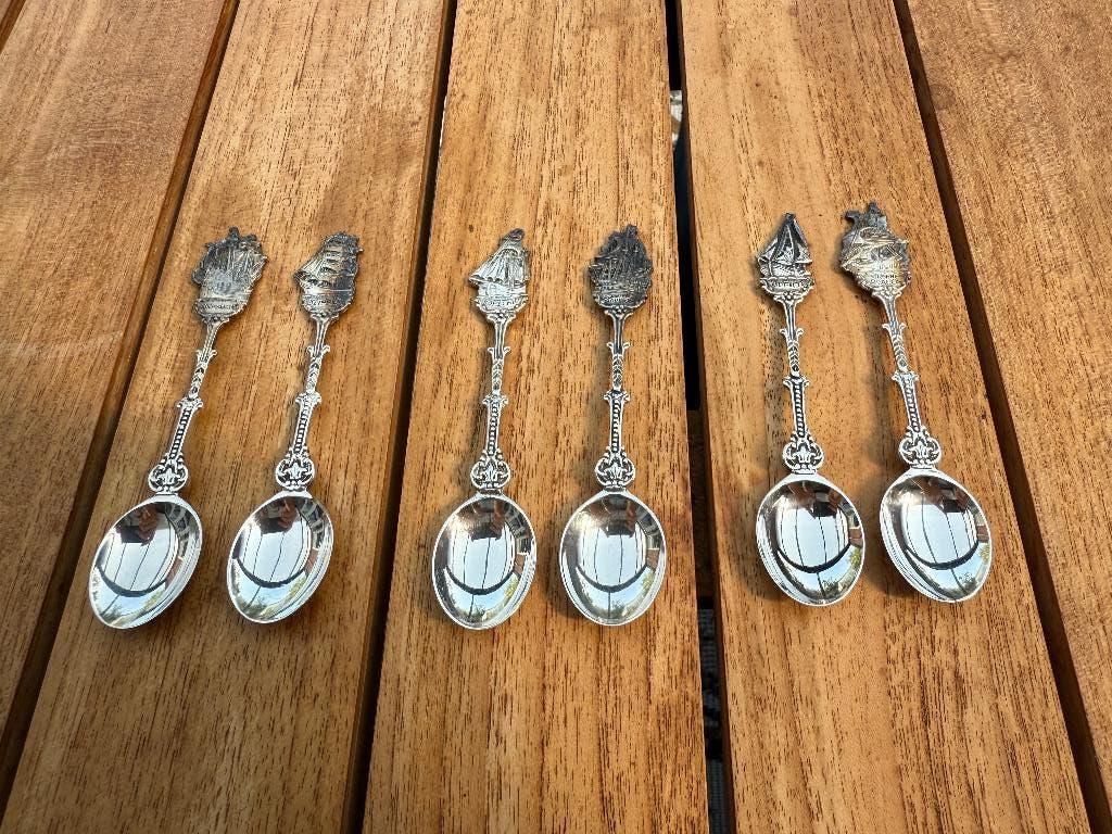 Lepelset Nederlandse schepen - 6 lepels, Ophalen of Verzenden
