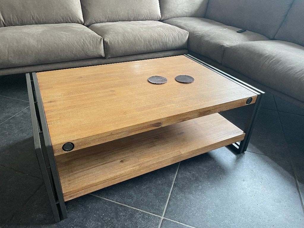 Manufacti Salontafel Industriëel Acacia-Staal 110x70cm, Overige houtsoorten, 100 tot 150 cm, Zo goed als nieuw, Minder dan 50 cm