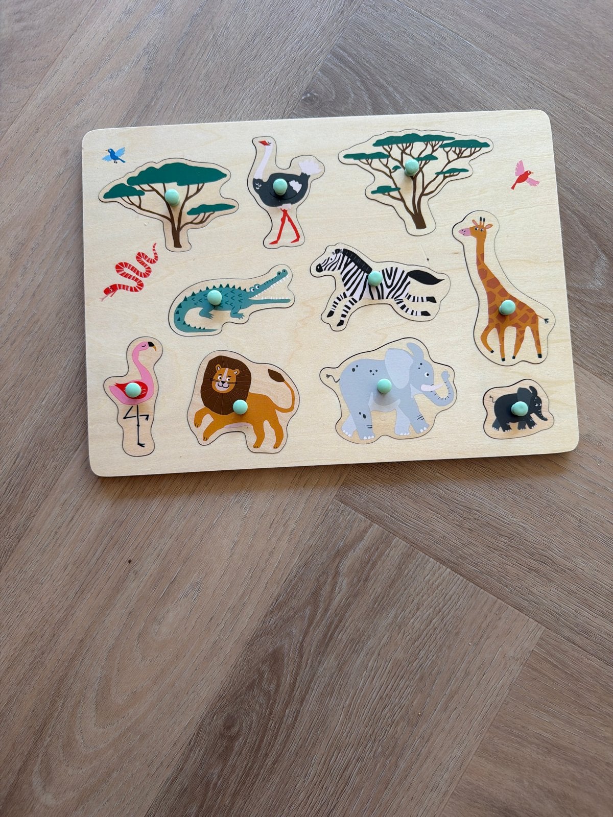 Houten Dieren Puzzel - Afrikaanse Safari Thema, 2 tot 4 jaar, 10 tot 50 stukjes, Ophalen of Verzenden, Zo goed als nieuw