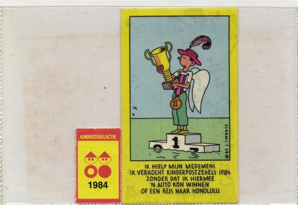 Kinderzegelactie 1984 - deursticker + beloningssticker, Ophalen of Verzenden, Overige typen