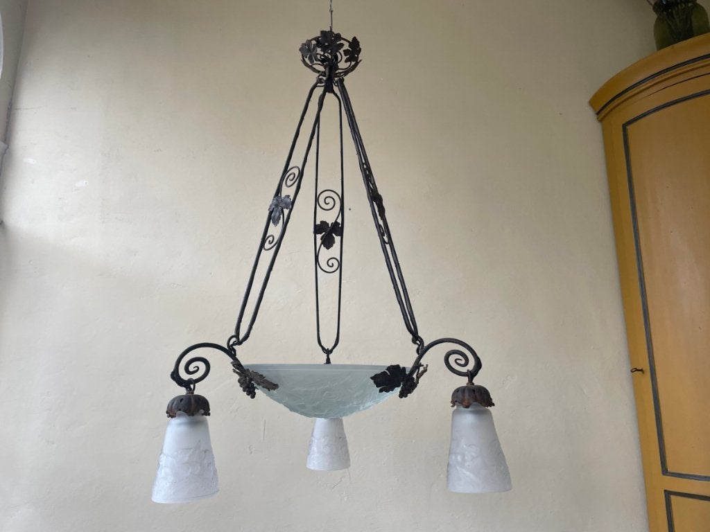 Hanglamp Plafondlamp Muller freres art deco 1930 Frans, Antiek en Kunst, Ophalen