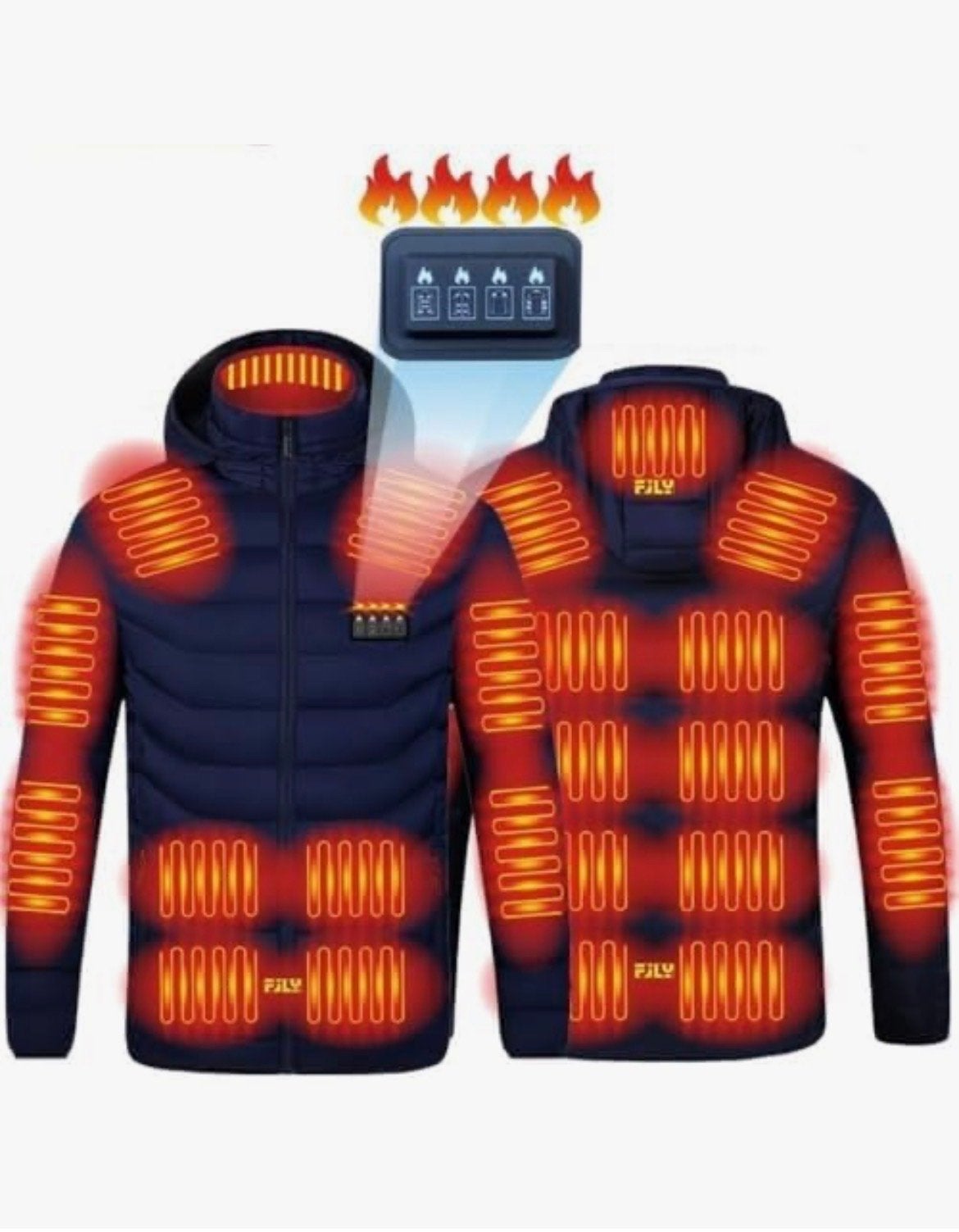 Verwarmde Jas met Capuchon - Zwart/Donkerblauw (S-6XL), Ophalen of Verzenden, Nieuw, Overige maten, Zwart