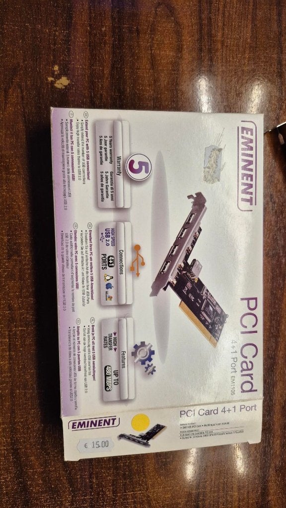Eminent EM1105 PCI USB 2.0 Kaart - 4 Poorten, Overige soorten, Nieuw, Ophalen of Verzenden, Overige chipsets