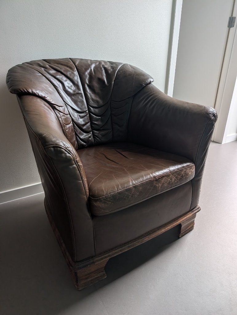 Zetel, Huis en Inrichting, Fauteuils, Ophalen, Gebruikt, Minder dan 75 cm, Ledere zetel