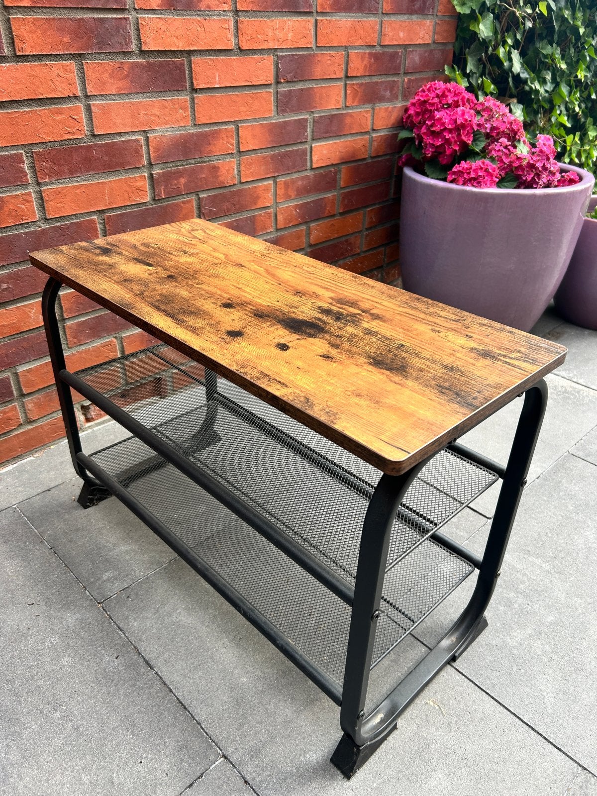 Vintage Industrieel Schoenenrek - Metaal & Hout, Huis en Inrichting, Ophalen, Gebruikt
