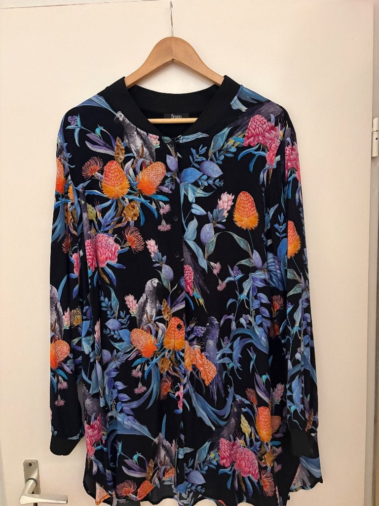 Kleurrijke blouse van Frapp – maat 52, Kleding | Dames, Frapp, Ophalen of Verzenden, Zo goed als nieuw, Blouse of Tuniek
