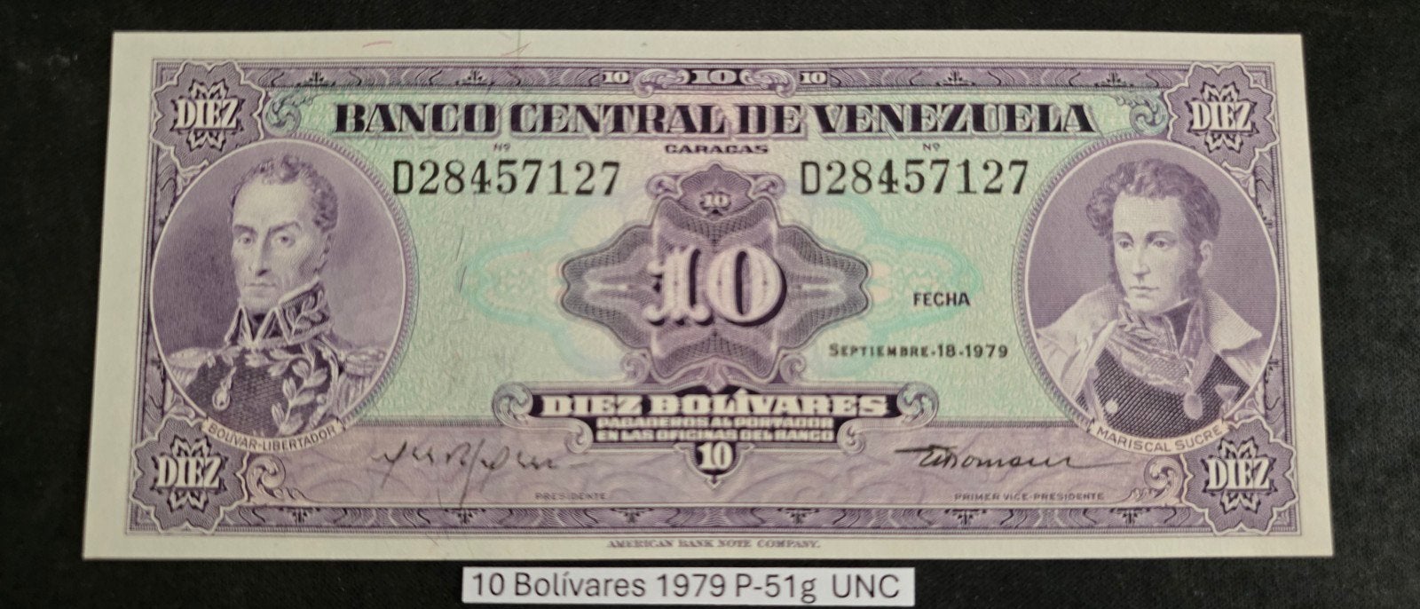 Venezuela 10 Bolívares 1979 P51g UNC, Ophalen of Verzenden, Zuid-Amerika, Los biljet