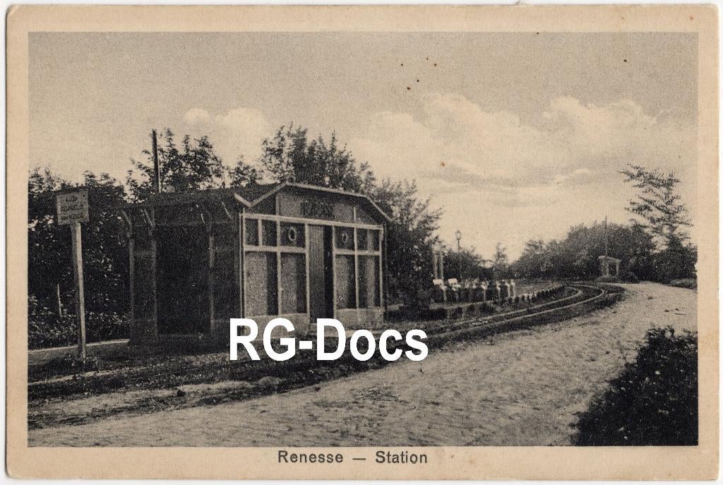 Ansichtkaart - Briefkaart Tram Station Renesse - ca. 1922, Ophalen of Verzenden, 1920 tot 1940, Gelopen, Zeeland