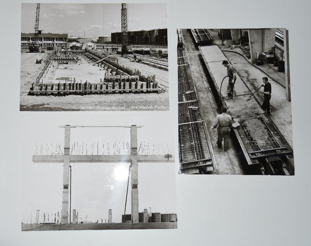 21 foto's bouw Albatros Rotterdam Pernis 1966 collage kunst, Antiek en Kunst, Verzenden