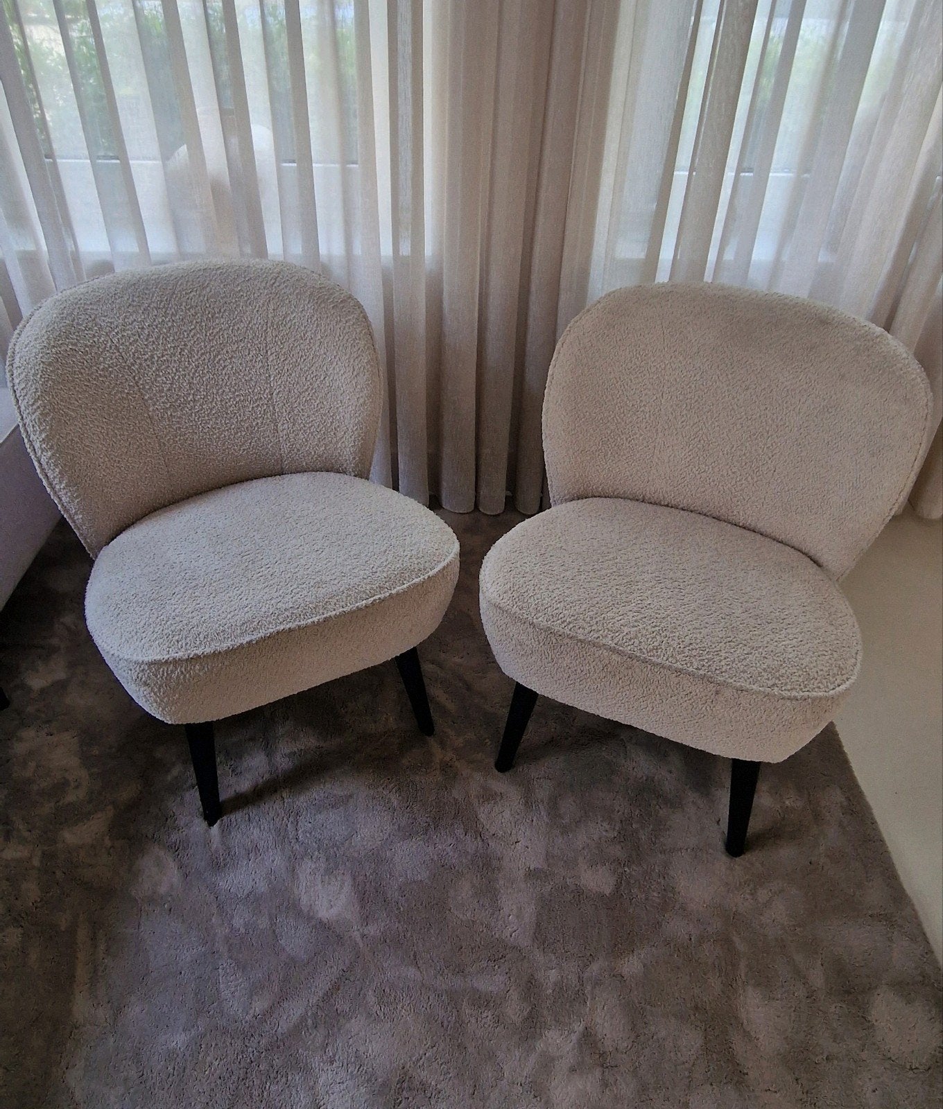 Cocktailstoelen/Fauteuil twee stuks van het merk Woood, Huis en Inrichting, Fauteuils, Ophalen, Gebruikt, 75 tot 100 cm, Stof