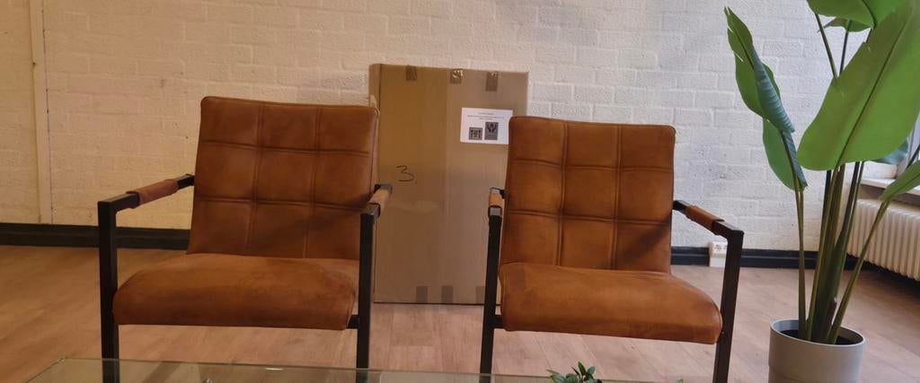 De Bommel Jaxx stoelen cognac (per twee stuks), Huis en Inrichting, Gebruikt, Twee, Bruin, Ophalen of Verzenden