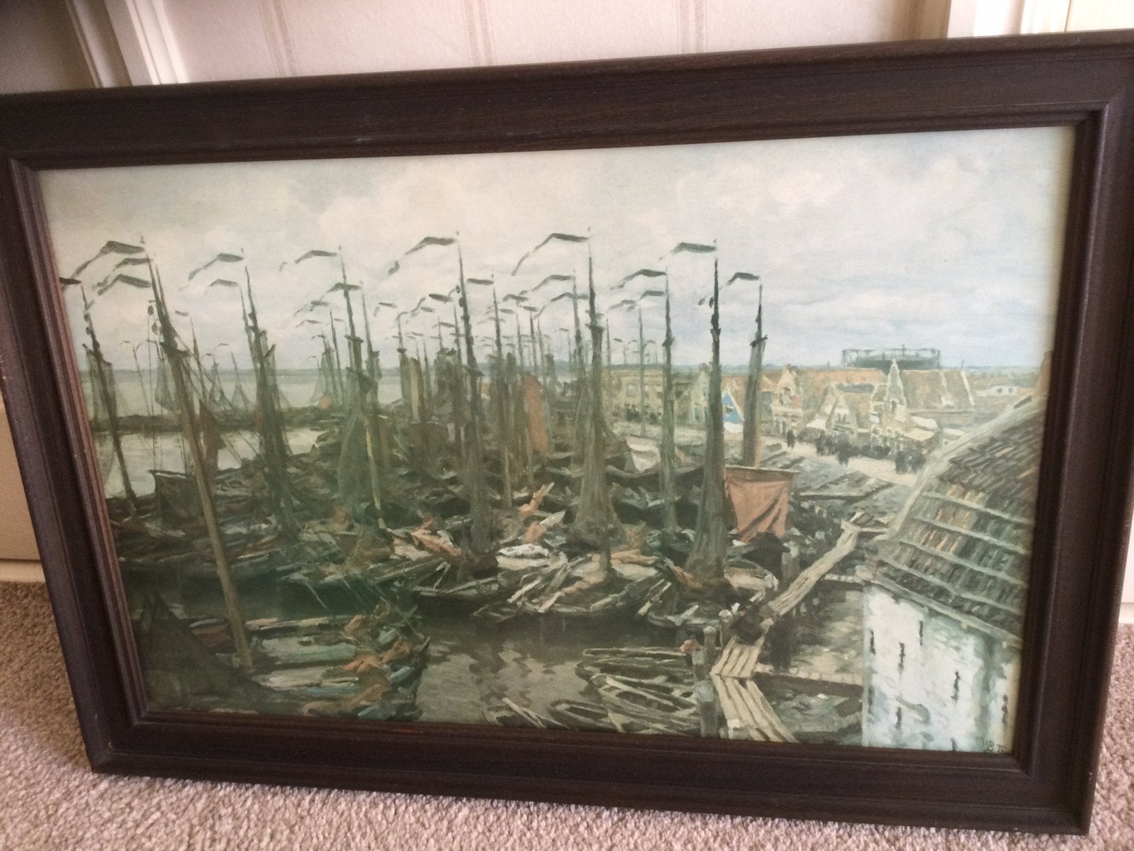 Schilderij reproductie Haven Volendam afm, 77 bij 55 cm., Ophalen of Verzenden